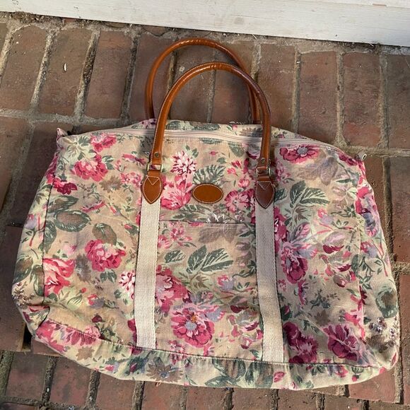 Vintage 80s GITANO COTTAGE FLORAL Duffle Travel Bag - Picture 1 of 8